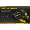 Batterieladegerät Nitecore D2 — 2‑Schacht-Ladegerät für AA/AAA/AAAA/C-Akkus, 100–240V Eingangsspannung, 4,2V Ausgangsspannung, schwarz