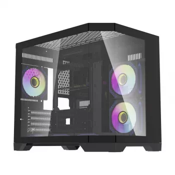 Darflash FT418 Computergehäuse + 6 aRGB-Lüfter (schwarz)