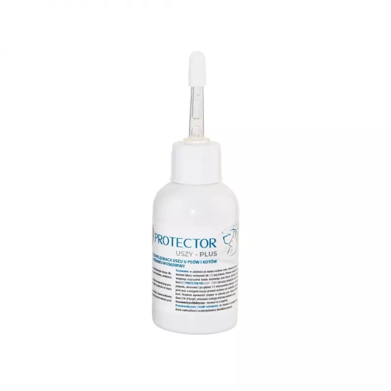 Ohrlösung JM Sante Vet Protector Uszy Plus 50 ml — Ohrenpflege für ausgewachsene Hunde und Katzen, Kunststoffflasche