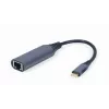 Netzwerkadapter Gembird A-USB3C-LAN-01 Type-C USB 3.2 Gen 1, Gigabit RJ-45, 0,15 m Kabel, Metallgehäuse, grau/schwarz