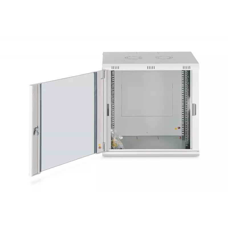 Wandmontage-Schrank DIGITUS Dynamic-N 12U, 19 Zoll, 600x450 mm (BxT), IP20, Schlüsselschloss, unmontiert