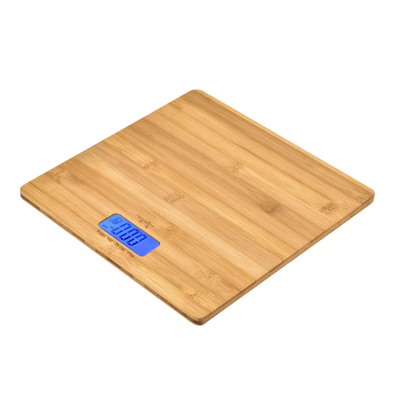 Elektronische Personenwaage Jata HBAS1489 — 180 kg Kapazität, 100 g Genauigkeit, 10,2 cm LCD, Bambusplattform