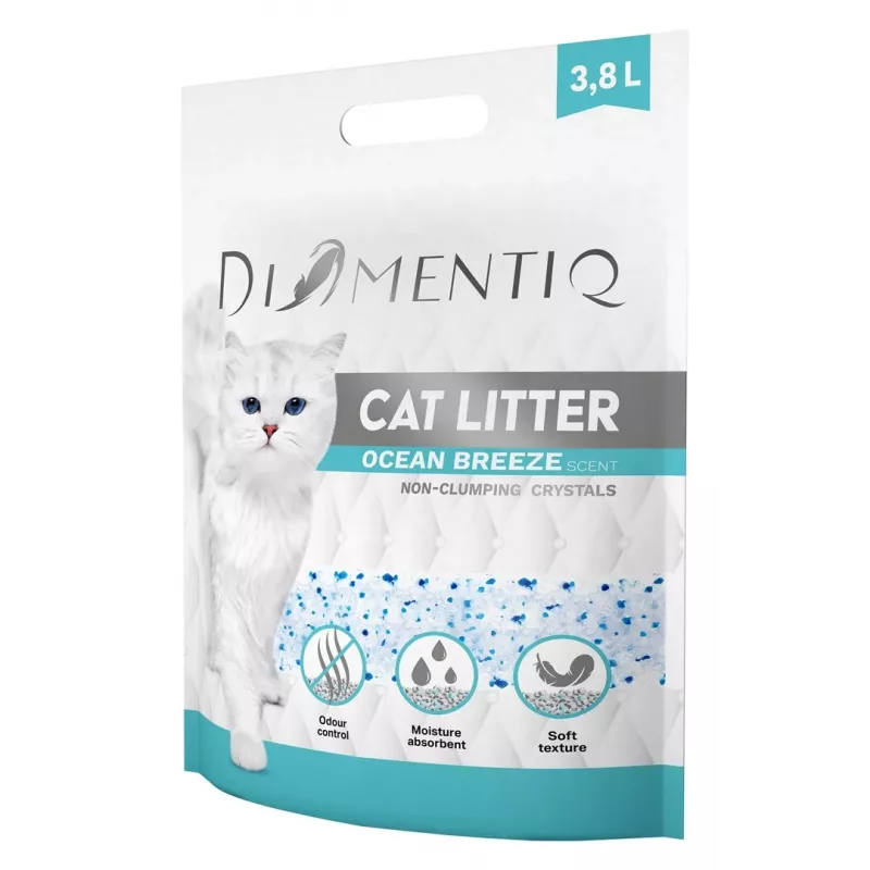 Klumpstreu DIAMENTIQ Diamentiq Ocean Breeze 3.8 l — Silikongranulat, 1,5 kg, antibakteriell, staubfrei