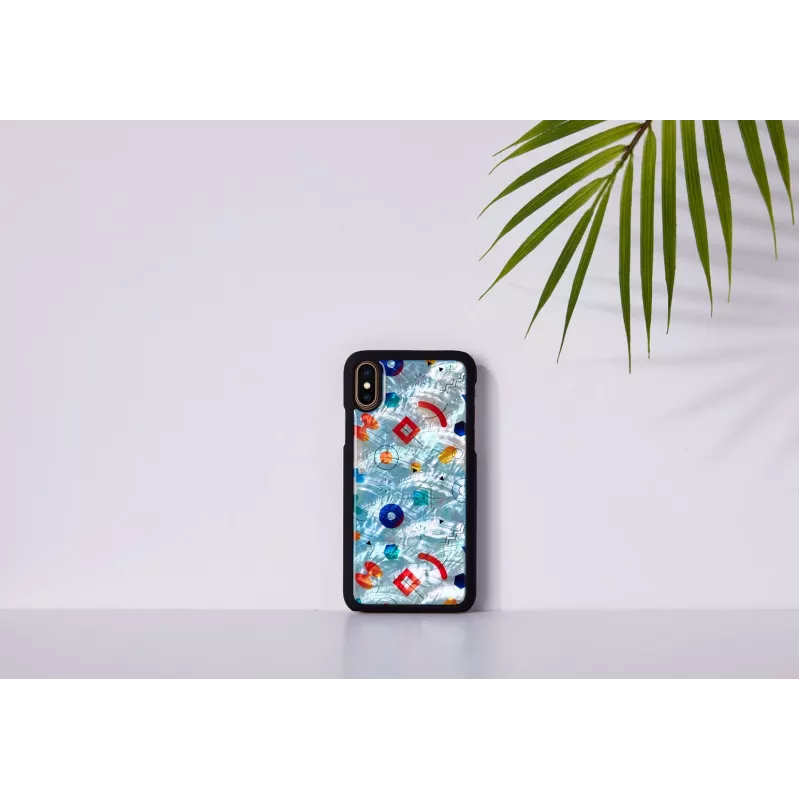 Smartphone-Hülle iKins für iPhone XS / XS Max, schwarzes Stein-Design, schützende Rückabdeckung