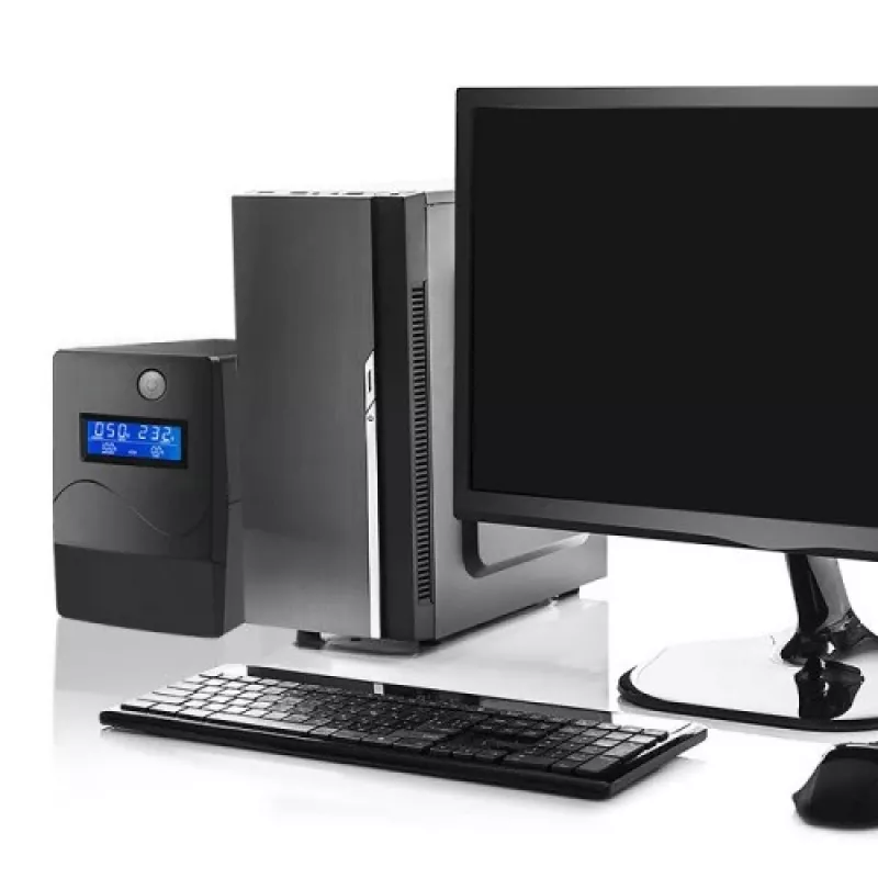 Qoltec Monolith USV (unterbrechungsfreie Stromversorgung) Doppelwandlung (Online) 1 kVA 600 W 2 Schuko-Steckdosen