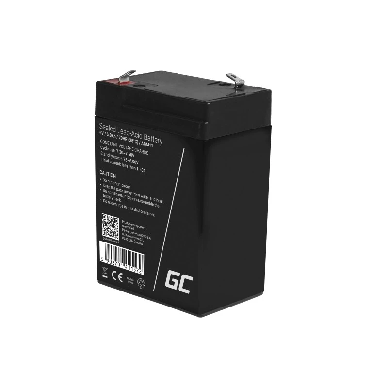 UPS-Akku Grün Cell AGM11 6 V 5 Ah Blei-Vlies (VRLA) Einzelakku, 70×100×47 mm, 780 g