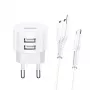 Kabelgebundenes Ladegerät usams XTXLOGT18MC05 2x USB 2.1A microUSB Weiß AC/DC