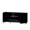 Kommode mit elektrischem Kamin Cama Meble PAFOS 180x42x82 cm mattschwarz, 3 Türen, 2 Einlegeböden, 1400–1600 W