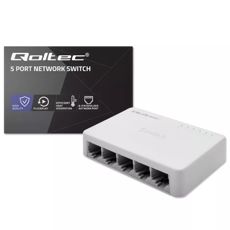 Netzwerk-Switch QOLTEC 52247 5 x RJ45-Ports 1000 Mbit/s Gigabit unmanaged