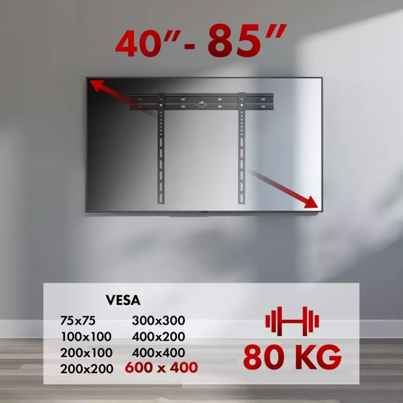 Wand-TV-Halterung MACLEAN MC-123 extra flach, VESA 400x400 mm, für Flachbildfernseher bis 80 kg
