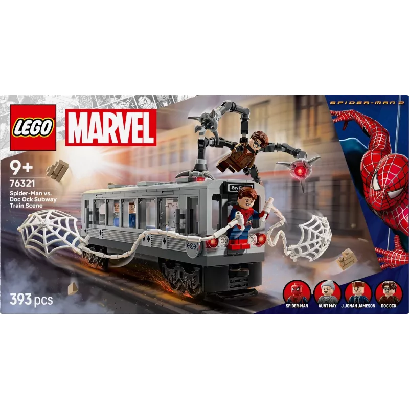 LEGO Marvel Super Heroes 76321 Spider-Man Doc Ock Subway Showdown Bauspielzeug, 393 Teile, 4 Minifiguren, Alter 9+
