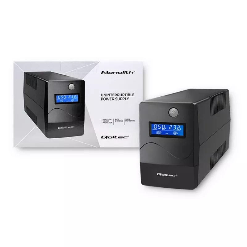 Qoltec Monolith USV Doppelwandlung Online 0,65 kVA 360 W 2 AC-Steckdosen