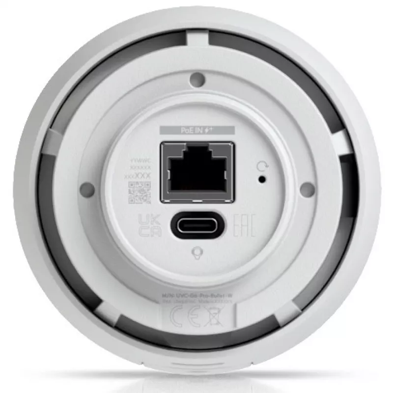 IP-Überwachungskamera UBIQUITI G6 Pro Bullet — 4K (3840×2160), kabelgebunden, innen/außen, 1/1,2-Zoll-CMOS, 5,9–13,8 mm, 2,36-fach optischer Zoom, Decken-/Wand-/Mastmontage