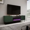 TV-Schrank mit elektrischem Kamin Cama Meble ONDA 180,5×40×58,0 cm, Spanplatte, grün, freistehend oder zur Wandmontage