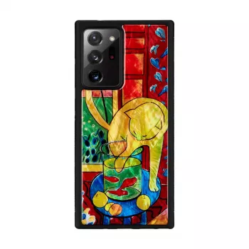 Handyhülle iKins für Samsung Galaxy Note 20 Ultra — Katzendesign roter Fisch