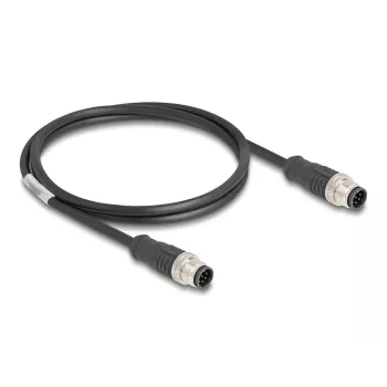 Netzwerkkabel DeLOCK M12 Kabel A-kodiert 8-Pin Stecker auf Stecker Cat5e 1 m Schwarz