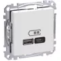 Schneider Electric WDE002983 Wandsteckdose mit USB-A- und USB-C-Anschlüssen, Power Delivery, weiß