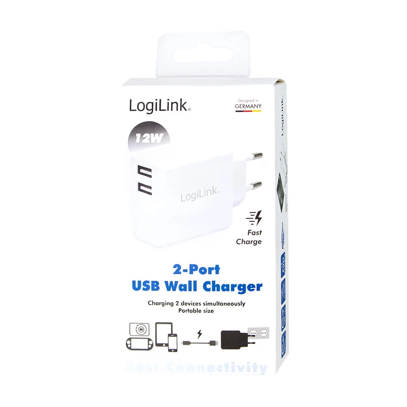 LogiLink Netzteil - 12 Watt - 2,4 A - 2 Ausgangsports (USB)