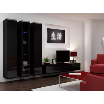 Cama geschlossen Schrank VIGO '180' 180/40/30 schwarz/schwarz glänzend