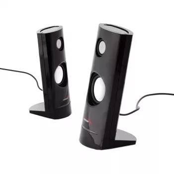 Kabelgebundener 2-Wege-PC-Lautsprecher Audiocore AC860, 2.0 Kanäle, 4 W RMS, USB-Stromversorgung, 3,5 mm Eingang, schwarz
