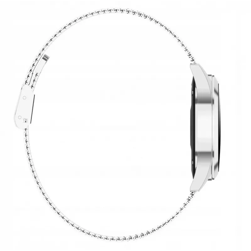 Smartwatch ORO-MED ORO-SMART CRYSTAL SILVER — rundes Metallgehäuse, LCD 240 × 198, 1,04 Zoll Display, Bluetooth 4.0, wasserdicht, 120 mAh Batterie