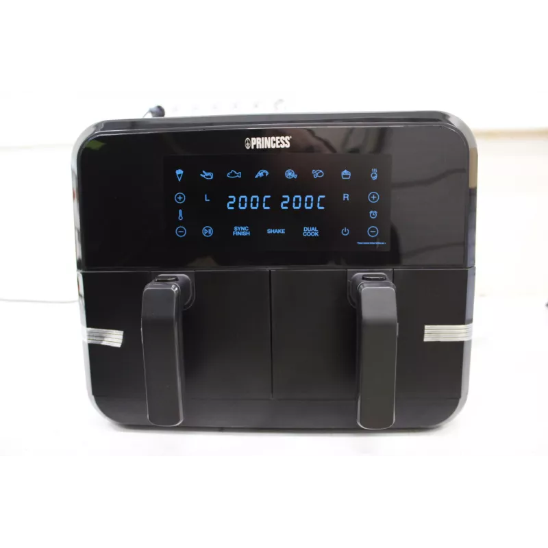 SALE OUT. Princess Doppelkorb-Heißluftfritteuse | 182068 | Leistung 2400 W | Fassungsvermögen 8 L | Schwarz | BESCHÄDIGTE VERPACKUNG, KRATZER AM GEHÄUSE