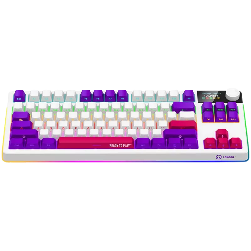 LORGAR KBP70TKLW, Drahtlose TKL Mechanische Gaming-Tastatur Pro, Weiß, EN-Layout