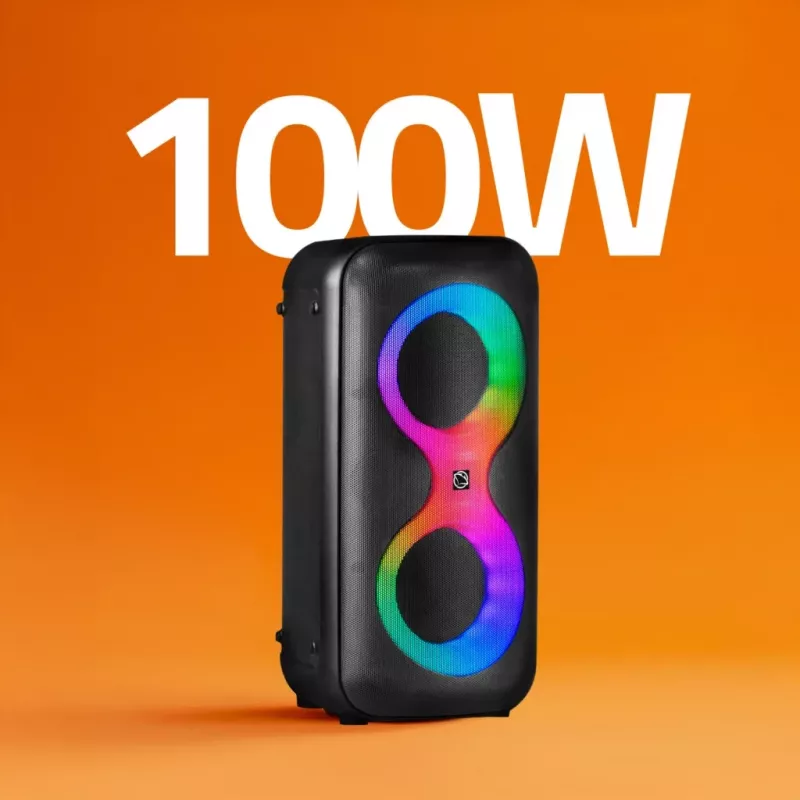 Tragbares Musikcenter MANTA SPK0401B100 Bluetooth-Lautsprecher, 100 W Spitzenleistung, UKW-Radio, Karaoke, eingebauter Akku, X-BASS