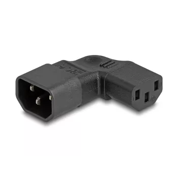 DeLOCK Netzadapter IEC 60320 C14 auf C13 Steckdose 10 A 90° links/rechts Schwarz