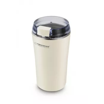 Kaffeemühle mit Edelstahlmesser ESPERANZA EKC008W, 160 W, 70 g Kapazität, 8,7 cm Durchmesser, 17 cm Höhe, weiß