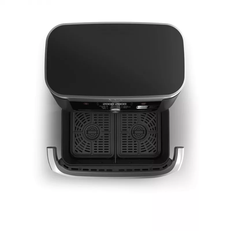Doppel-10,4-L-Heißluftfritteuse Ninja AF500EU, Standgerät, 2470 W, Schwarz, Edelstahl