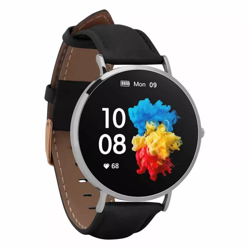 Smartwatch Garett Verona silber-schwarz Leder VERONA_SREB_CZARN_SKOR Garett