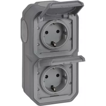 Legrand Plexo neu APWG 069744L Schuko-Steckdose IP44 Grau 2-fach vertikal 5 (069744L)