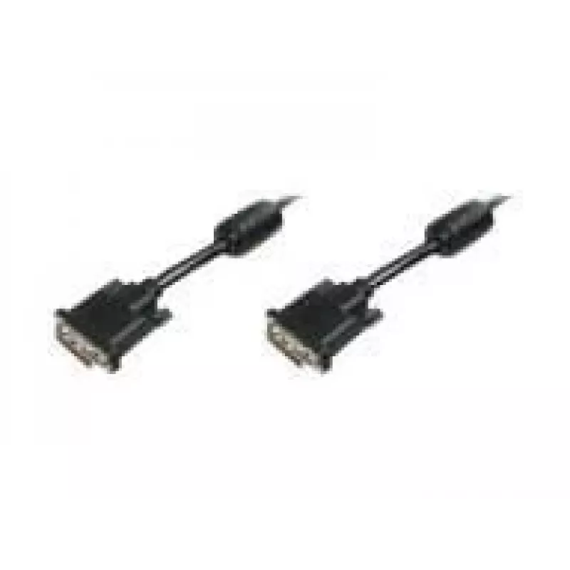 DIGITUS - DVI-Kabel - Dual Link - DVI-D (M) - DVI-D (M) - 5,0 m - vergossen, Rändelschrauben - Schwarz (AK-320101-050-S)