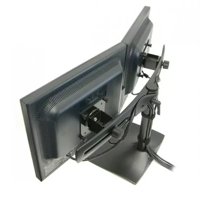 Ergotron DS100 – Standfuß – horizontal – für 2 LCD-Displays – Aluminium, Stahl – Schwarz – Bildschirmgröße: bis 61 cm (bis 24 Zoll)