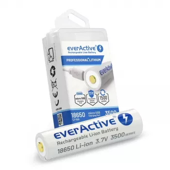 18650 Li-Ion 3.7V everActive 3500mAh battery (1 Stk.) micro-USB with protection