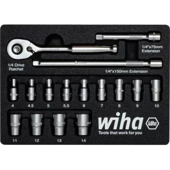 Steckschlüsselsatz Wiha 44683 — 1/4 Zoll Antrieb, 16-teilig, Sechskant