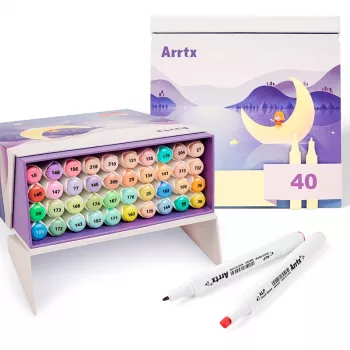 Doppelseitige Marker-Stifte Arrtx LC302598 — 40 Pastellfarben, Doppelspitzen-Marker