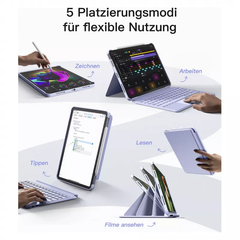 inateck Tastatur iPad 11 iPad Air 4./5. Gen. Kompatibel QWERTZ lila