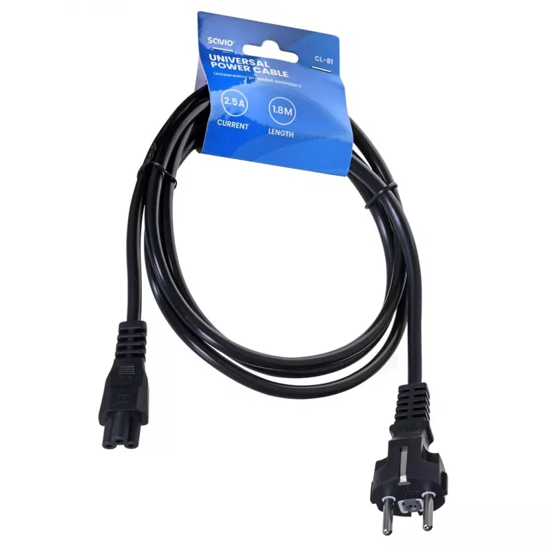 Savio CL-81 Netzkabel Schwarz 1,8 m Netzstecker Typ E IEC C5
