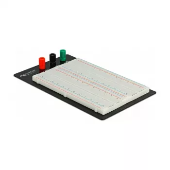 Breadboard DELOCK 18314 — lötfreie Prototypenplatine, Metall/Kunststoff, 109×165×1 mm, schwarz/weiß