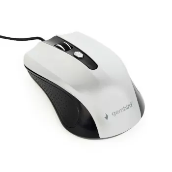 Kabelgebundene beidhändige optische Maus GEMBIRD MUS-4B-01-BS, USB Typ-A, 1200 DPI, 4 Tasten, schwarz/silber