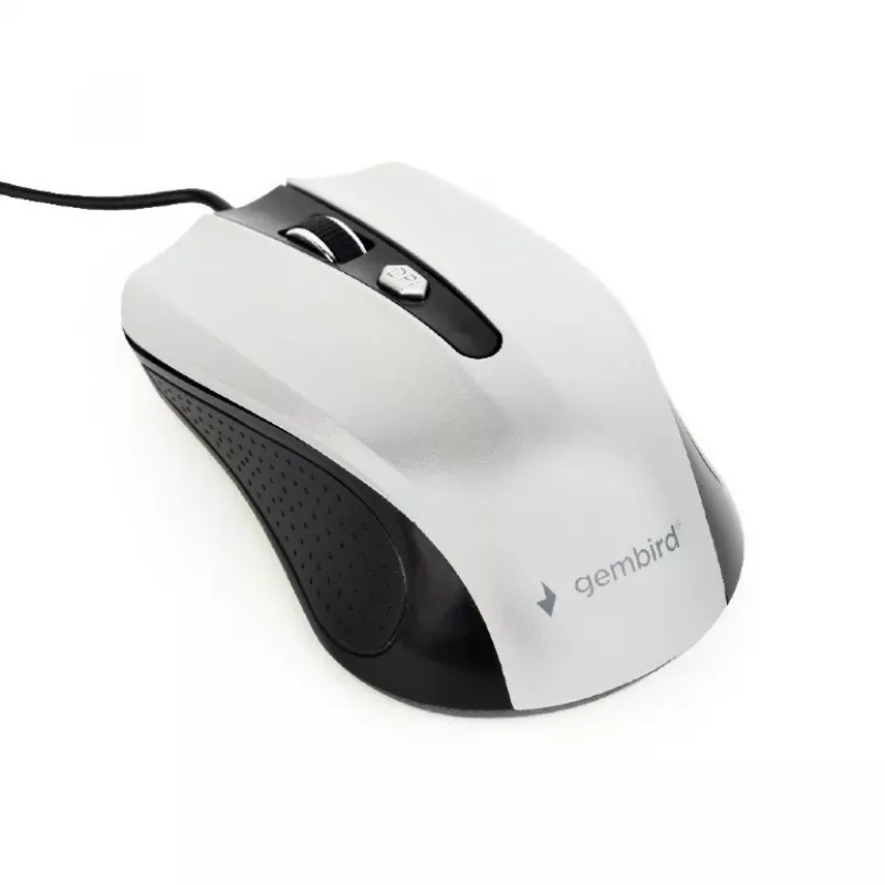 Kabelgebundene beidhändige optische Maus GEMBIRD MUS-4B-01-BS, USB Typ-A, 1200 DPI, 4 Tasten, schwarz/silber