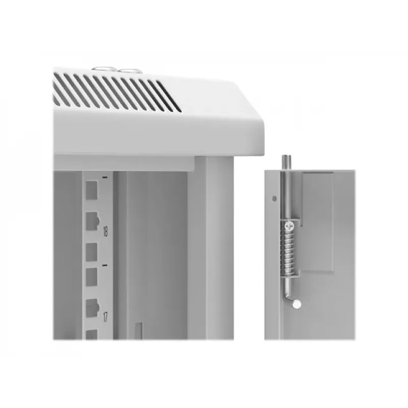 NETRACK 019-180-66-021 Wand-/Hängeschrank 19 Zoll 18 U/600 mm Glastür grau abnehmbare Seitenwände
