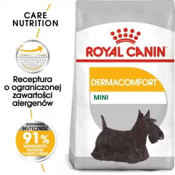 ROYAL CANIN Mini Dermacomfort - Trockenfutter für ausgewachsene kleine Hunderassen mit empfindlicher, zu Reizungen neigender Haut - 3 kg