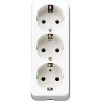 Jung Triple Schuko-Steckdose mit Zugentlastung, aws 10 S 23 L WW (10S23LWW)