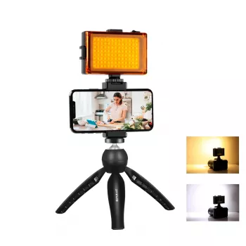 Stativ Puluz PKT3131B mit integrierter LED-Leuchte und Handyhalterung
