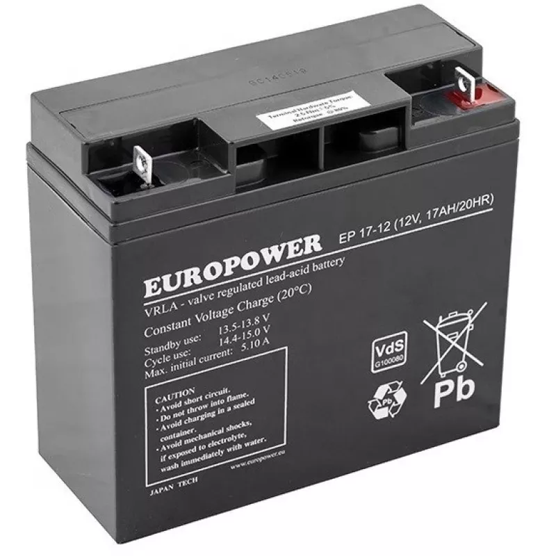Verschlossene Blei-Säure-AGM-Batterie europower EP Series 12V 17Ah – Lebensdauer 6–9 Jahre