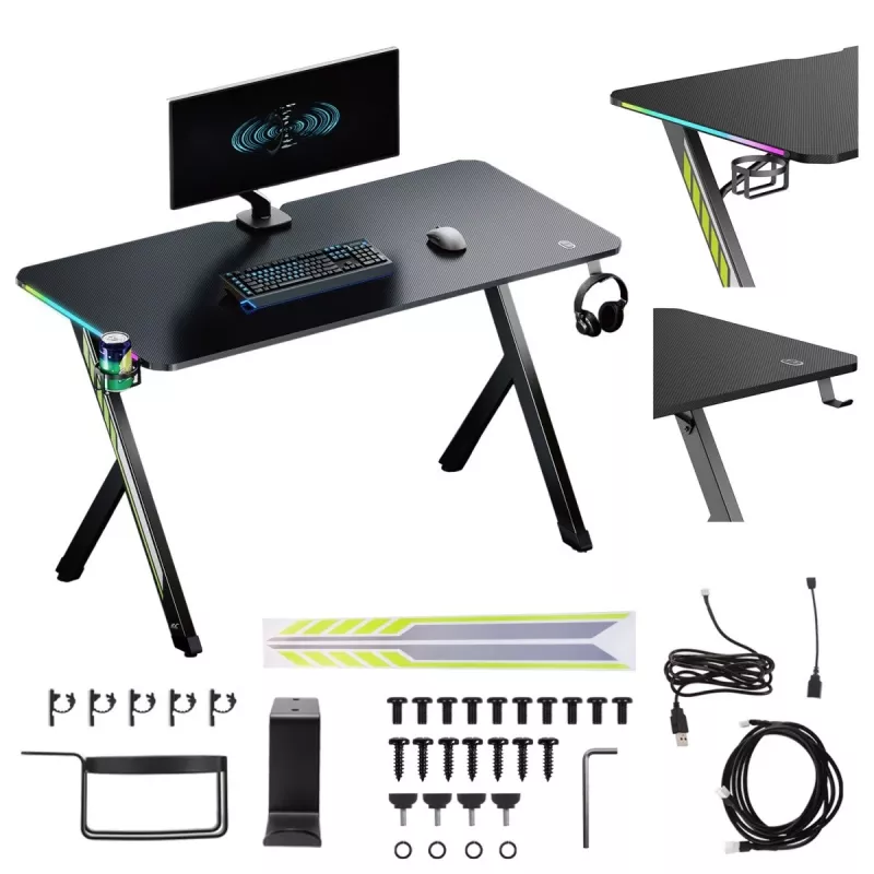 NanoRS Gaming-Tisch LED-Hintergrundbeleuchtung 120x60cm RS10
