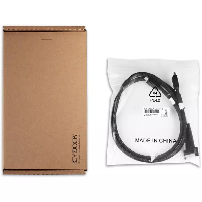Laufwerks-Konverterwinkel icybox MCIO 8i 74-Pin SFF-TA-1016 auf 2× OCuLink 42-Pin 4i MB302L-B